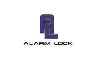 Alarm Lock purple door handle with black text logo